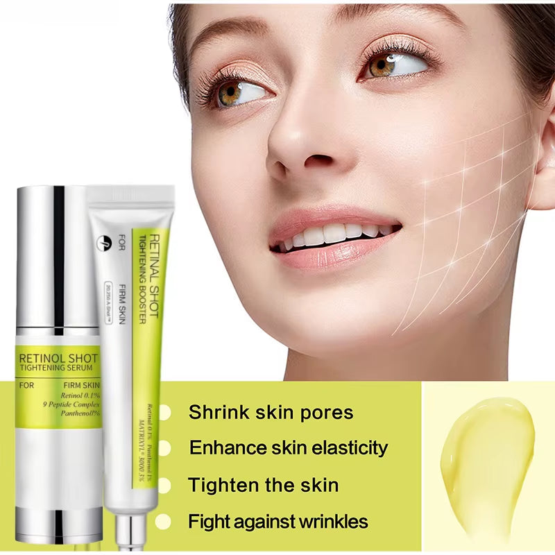 Retinol Eye Cream Set Gentle Repair Essence with Vitamin C Antiaging Treatment for Dark Circles Wrinkles Firming under Eye Serum