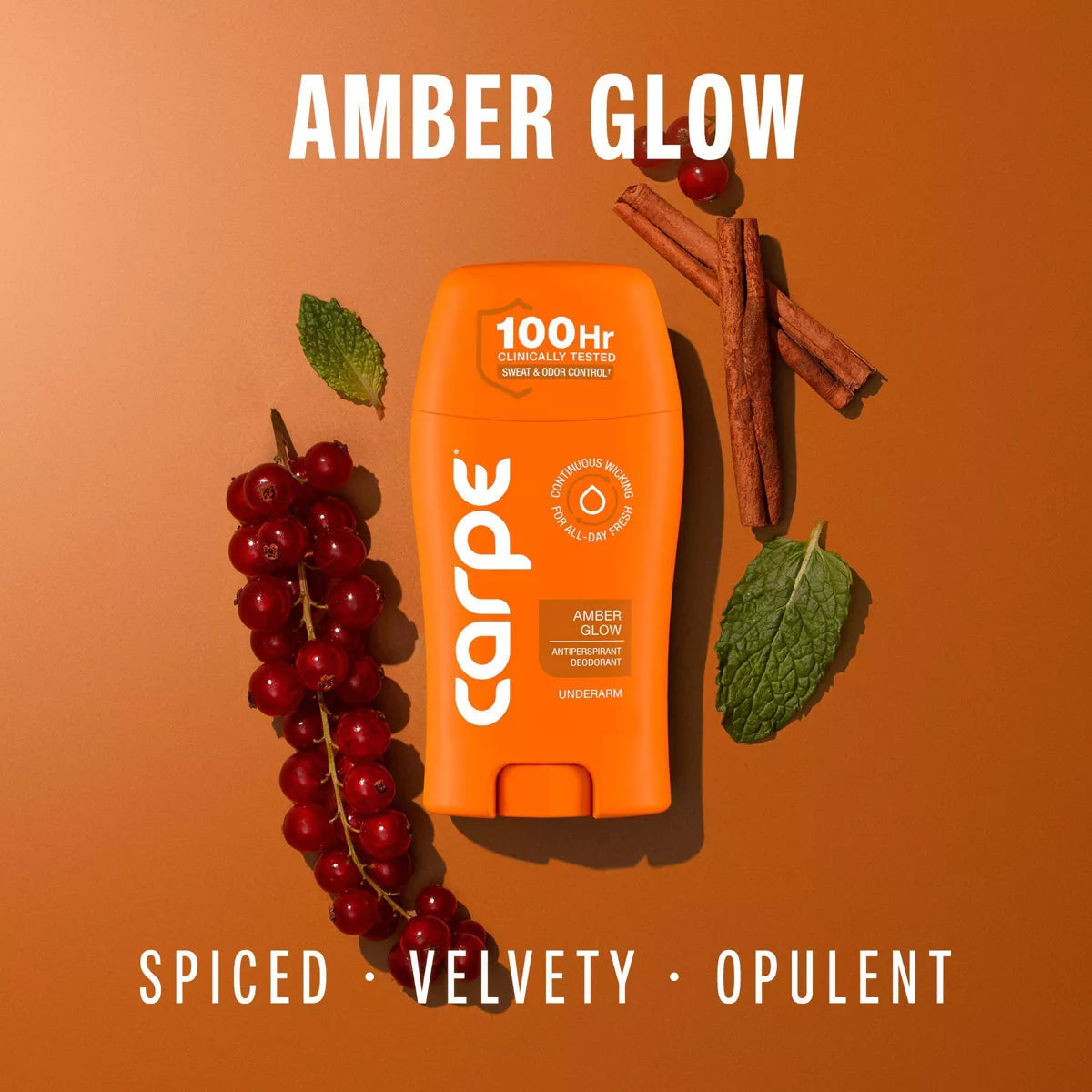 AuraLab Carpe Women’s 100HR sweat and odor control antiperspirant deodorant stick, 1.76 oz, with clinically tested odor protection.