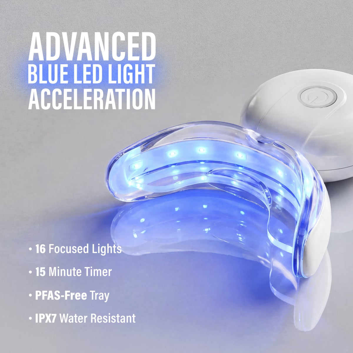 AuraLab professional teeth whitening wireless kit shown with whitening device and gel syringes for bright, confident smiles.