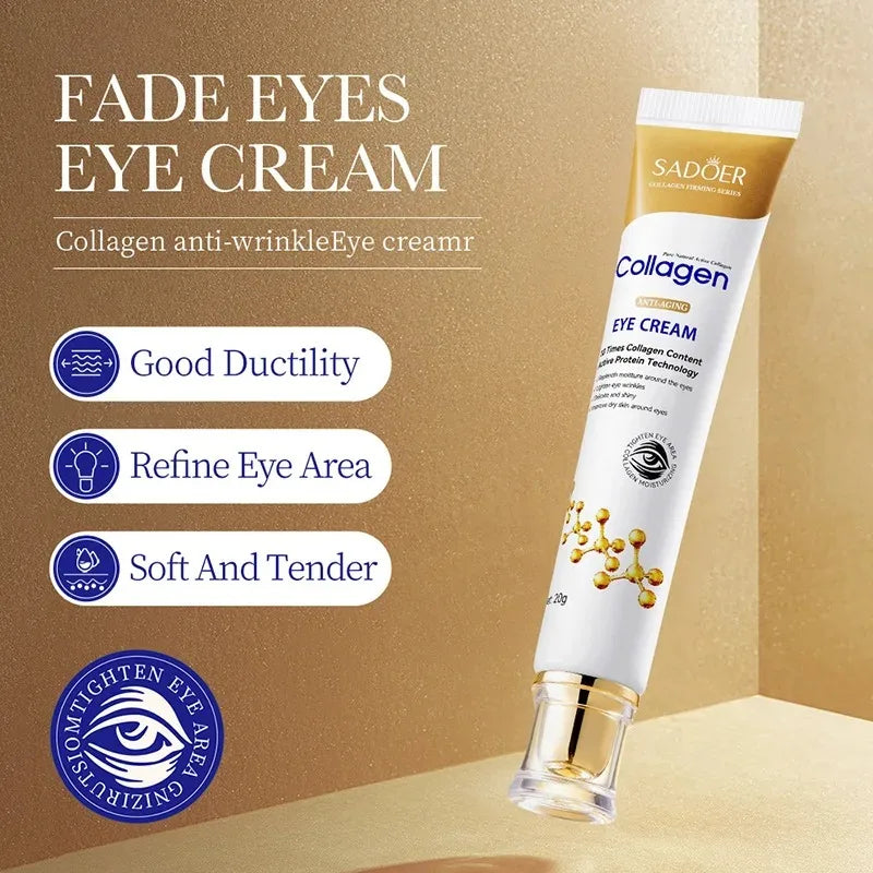 AuraLab SADOER collagen eye cream with anti-dark circles and firming moisturizer for eyes, designed to reduce eye bags and enhance skin.
