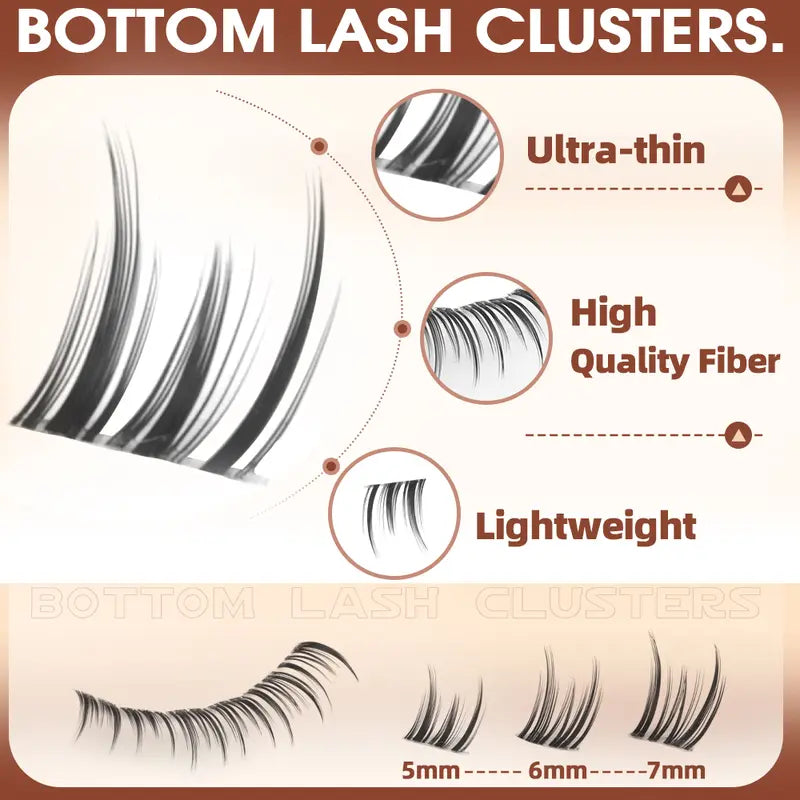 Geeneiya Anime Meet Volume Lash Clusters Kit with Bottom Lashes |Volume Lashes |Spike Lashes | with Waterproof Lash Bond and Seal, Tweezers,Diy Lash Clusters Kit D Curvature #Sohochic