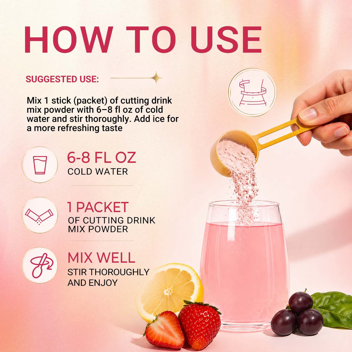 AuraLab Cutting Drink Mix with Berberine, 5-HTP, Yerba Mate, and Magnesium in 30 vegan, sugar-free packs for weight management.