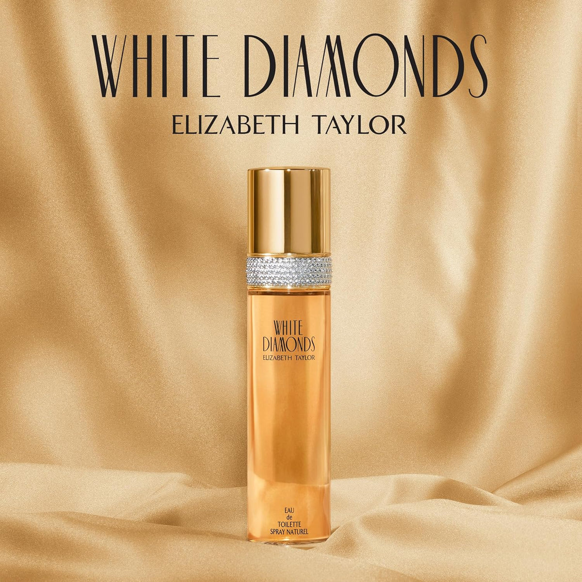 AuraLab White Diamonds Eau De Toilette for Women in 3.3 fl oz bottle, showcasing the elegant white perfume bottle with silver accents.