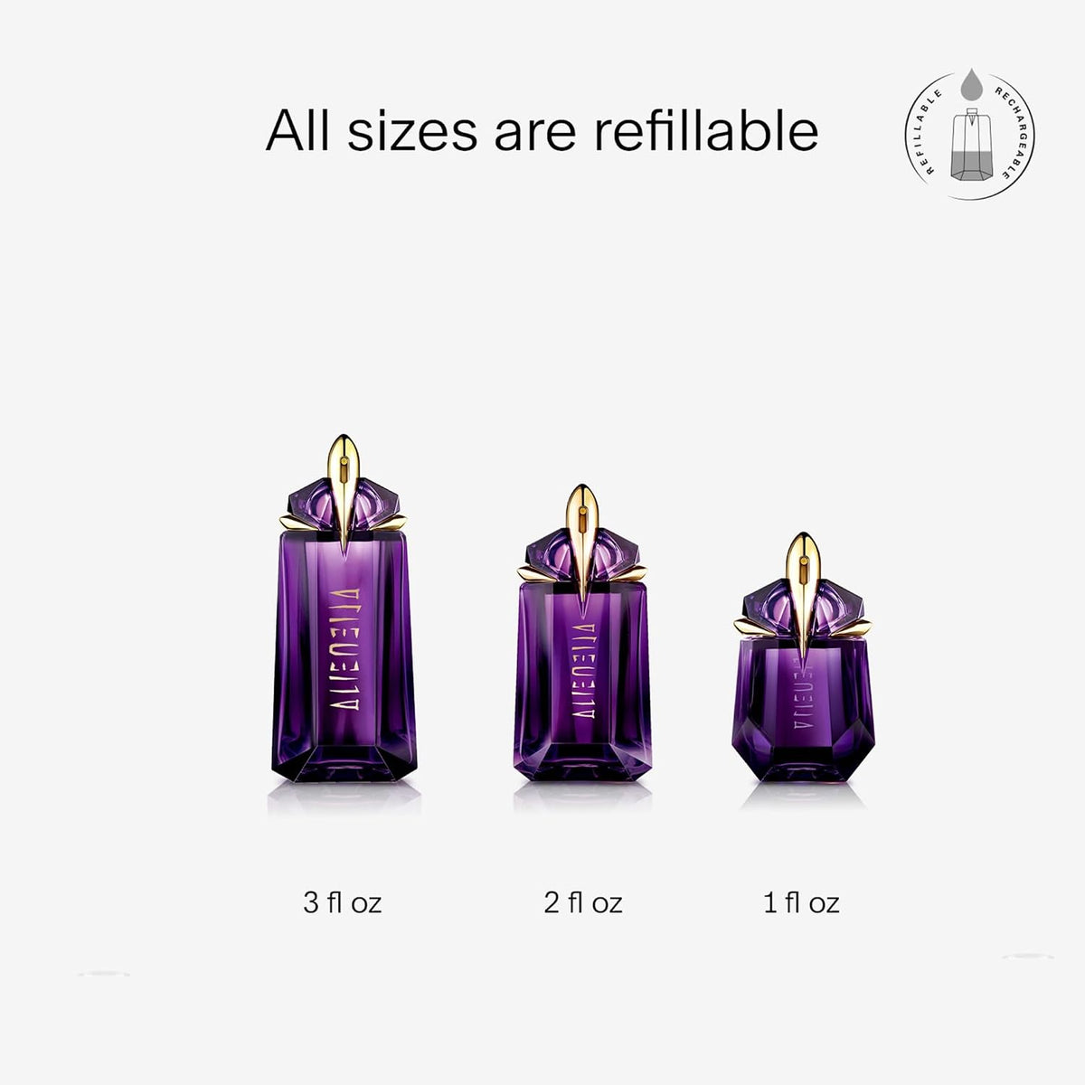 AuraLab Mugler Alien Eau De Parfum bottle with floral woody scent, showcasing the elegant perfume design and branding.