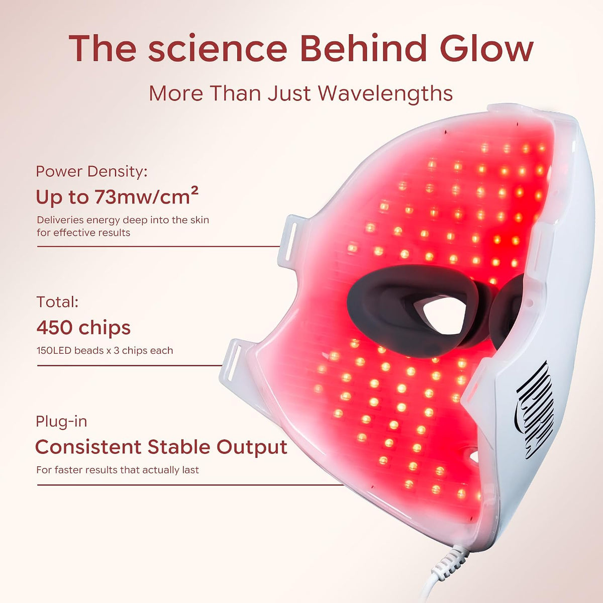 AuraLab red light therapy facial mask with 150 LEDs, featuring 7 colors for anti-aging, acne treatment, and skin rejuvenation at home.