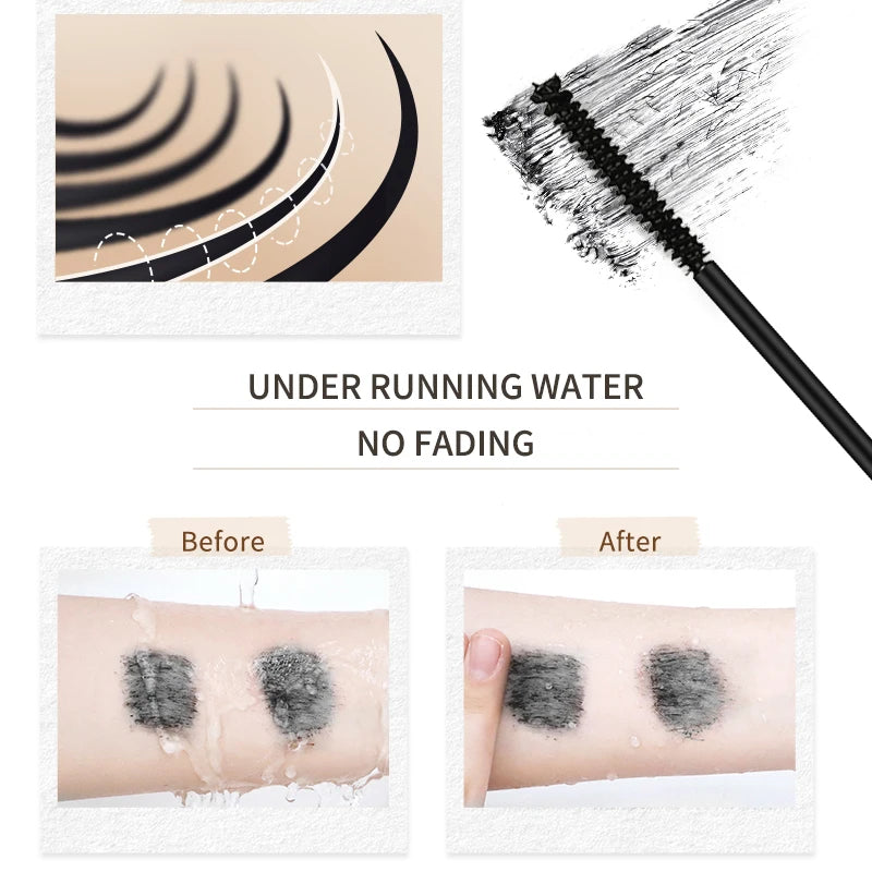 AuraLab O‘Cheal black mascara with 3D silk brush for curling, lengthening, and thickening eyelashes in a beauty makeup product.