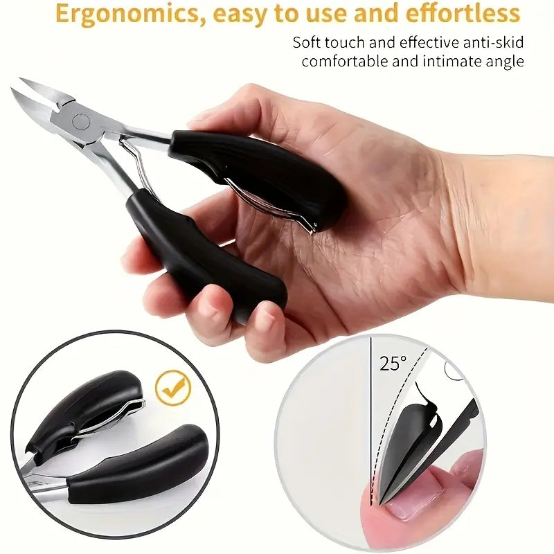 8PCS Toenail Clipper Set for Thick & Ingrown Nails, Heavy Duty Nail Clippers, Professional Manicure Kit with Angled Blade, Cuticle Tools & Nail File, Stainless Steel Pedicure Kit Curved Summervibes Trimming