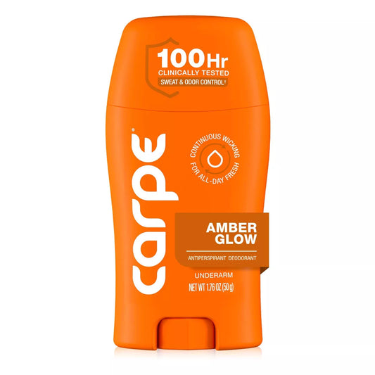AuraLab Carpe Women’s 100HR sweat and odor control underarm antiperspirant deodorant, 1.76 oz, with a sleek stick design.