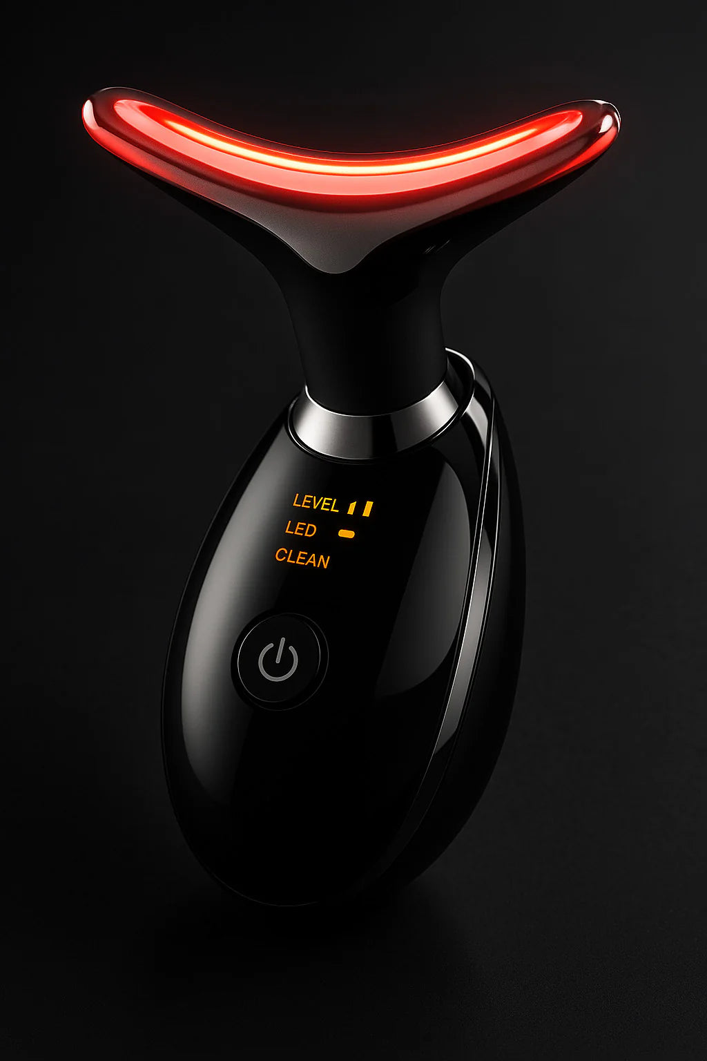 AuraLab neck face lifting massager with LED lights for skin tightening and anti-wrinkle treatment, targeting double chin.