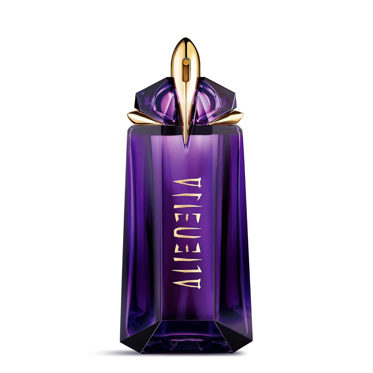 AuraLab Mugler Alien Eau De Parfum bottle with floral woody scent, showcasing elegant perfume packaging and design.