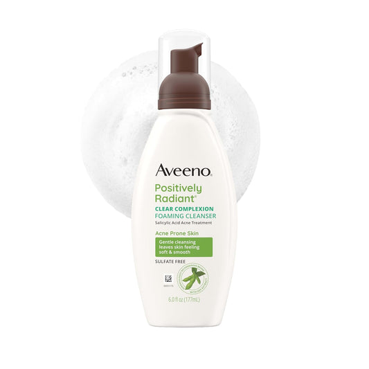 Aveeno Positively Radiant Clear Complexion Foaming Face Cleanser, 6 Fl. Oz