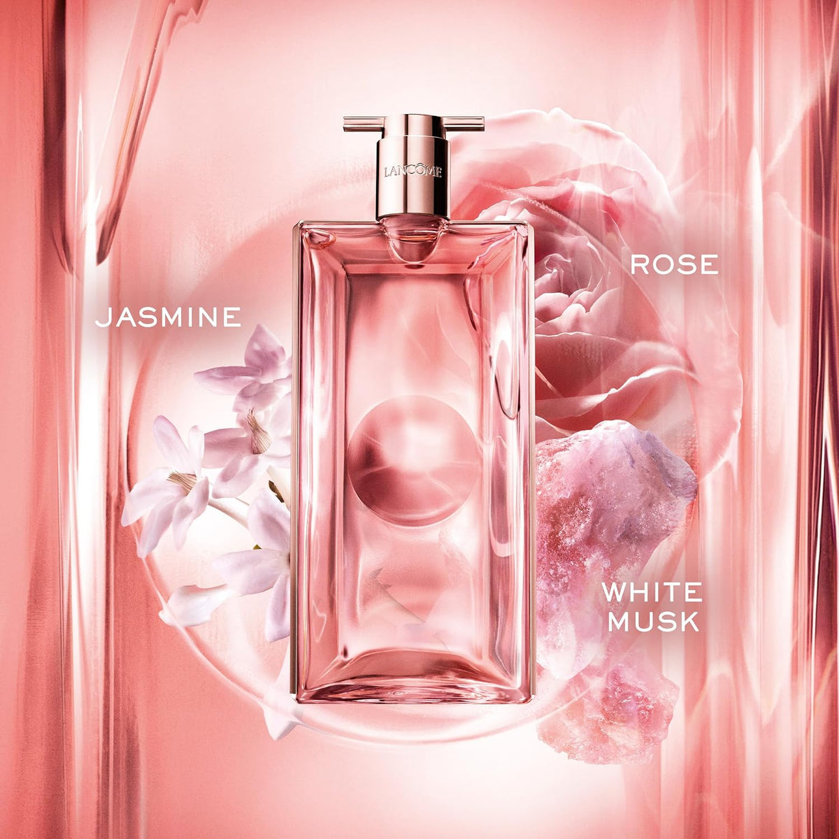 Lancôme Idôle Eau De Parfum bottle, 3.4 fl oz, featuring a sleek design with fresh floral scent for women.