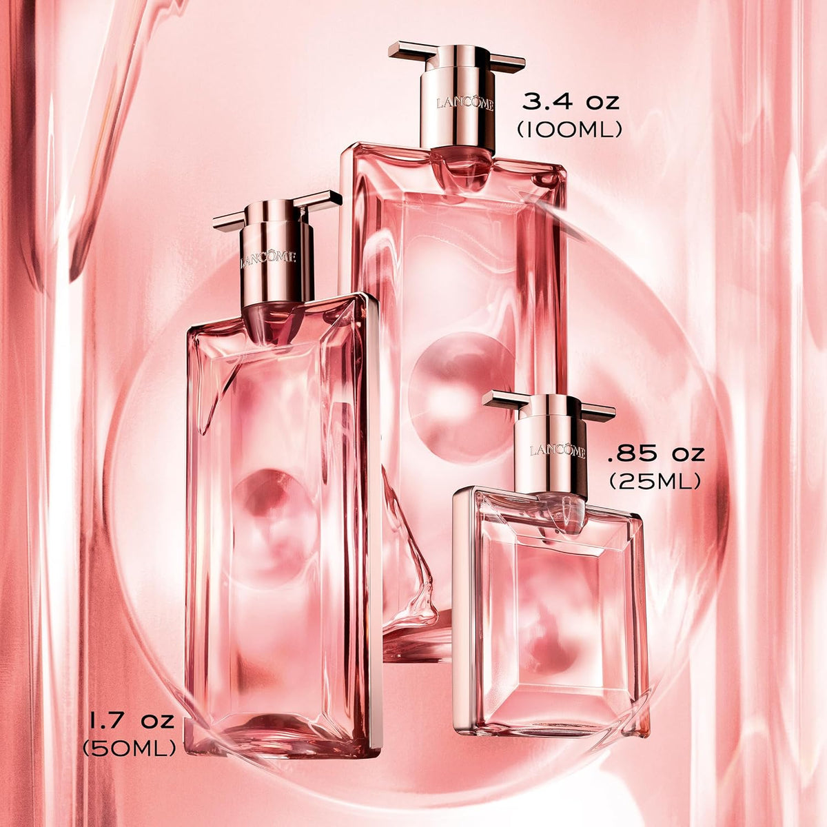 Lancôme Idôle Eau De Parfum for women, 3.4 fl oz, featuring a fresh floral scent in a sleek perfume bottle