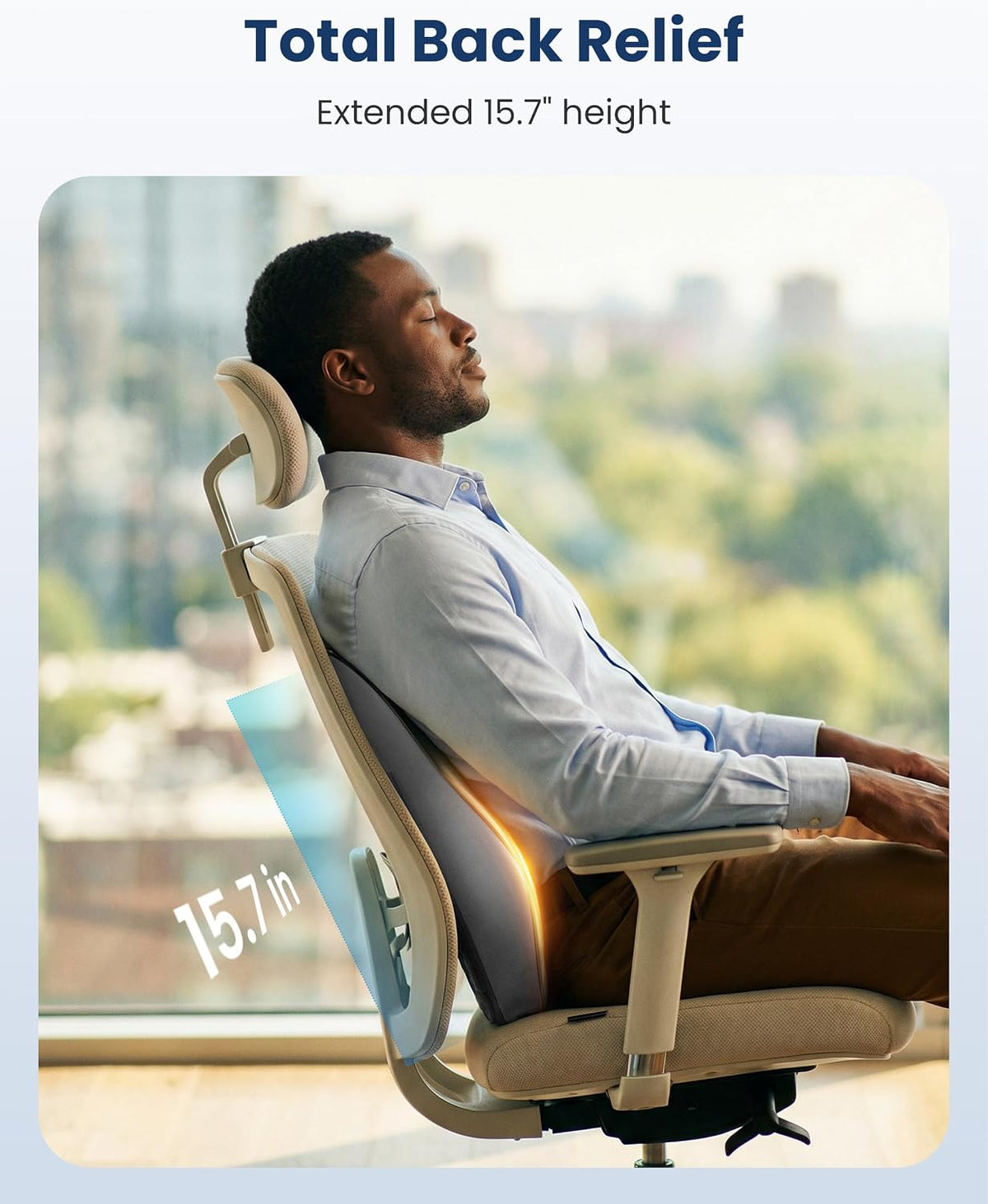 AuraLab gray shiatsu back massager with heat and vibration, showing kneading massage nodes on a portable pillow for back and neck relief.