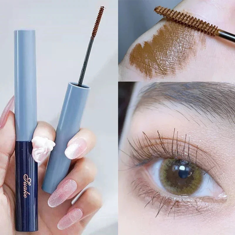 AuraLab silver silk fiber matte mascara with ultra-fine brush, waterproof, fast-drying, lengthening eyelashes, eyelash extension makeup