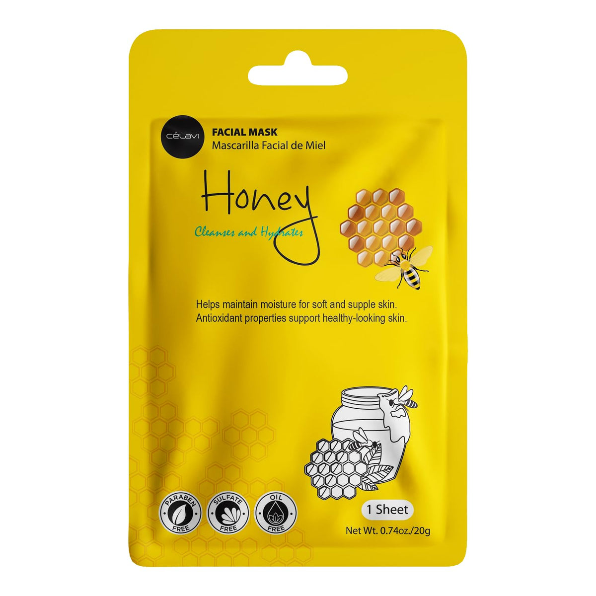 AuraLab Celavi Essence Facial Face Masks set with two moisturizing K-beauty skincare masks on a white background.