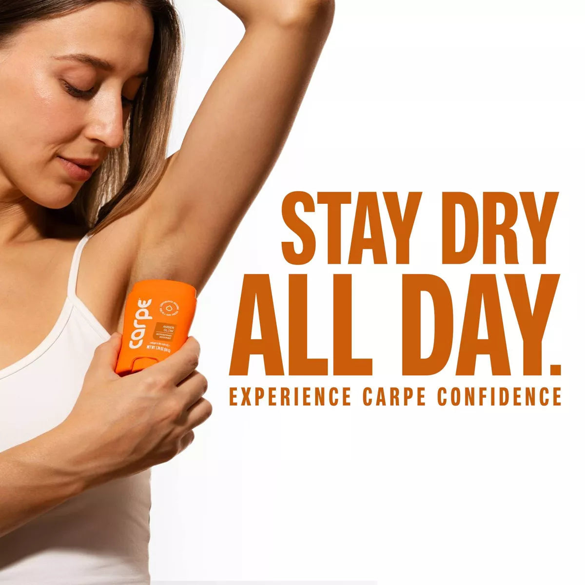 AuraLab Carpe Women’s 100HR sweat and odor control antiperspirant deodorant stick with clear packaging and applicator tip.