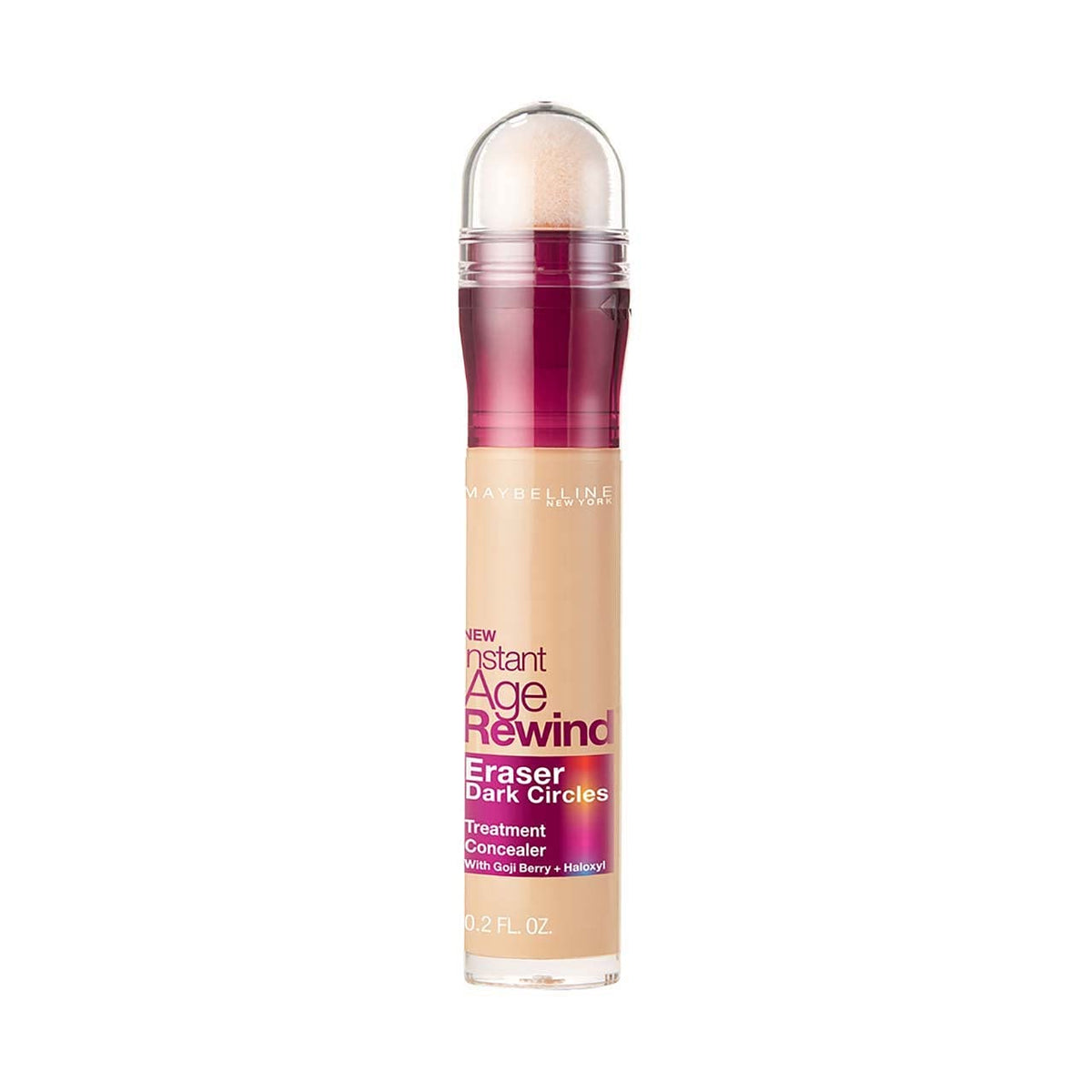 AuraLab Instant Age Rewind Eraser Dark Circles Concealer in Light, 0.2 oz, shown in a pack of six with applicator and creamy texture.