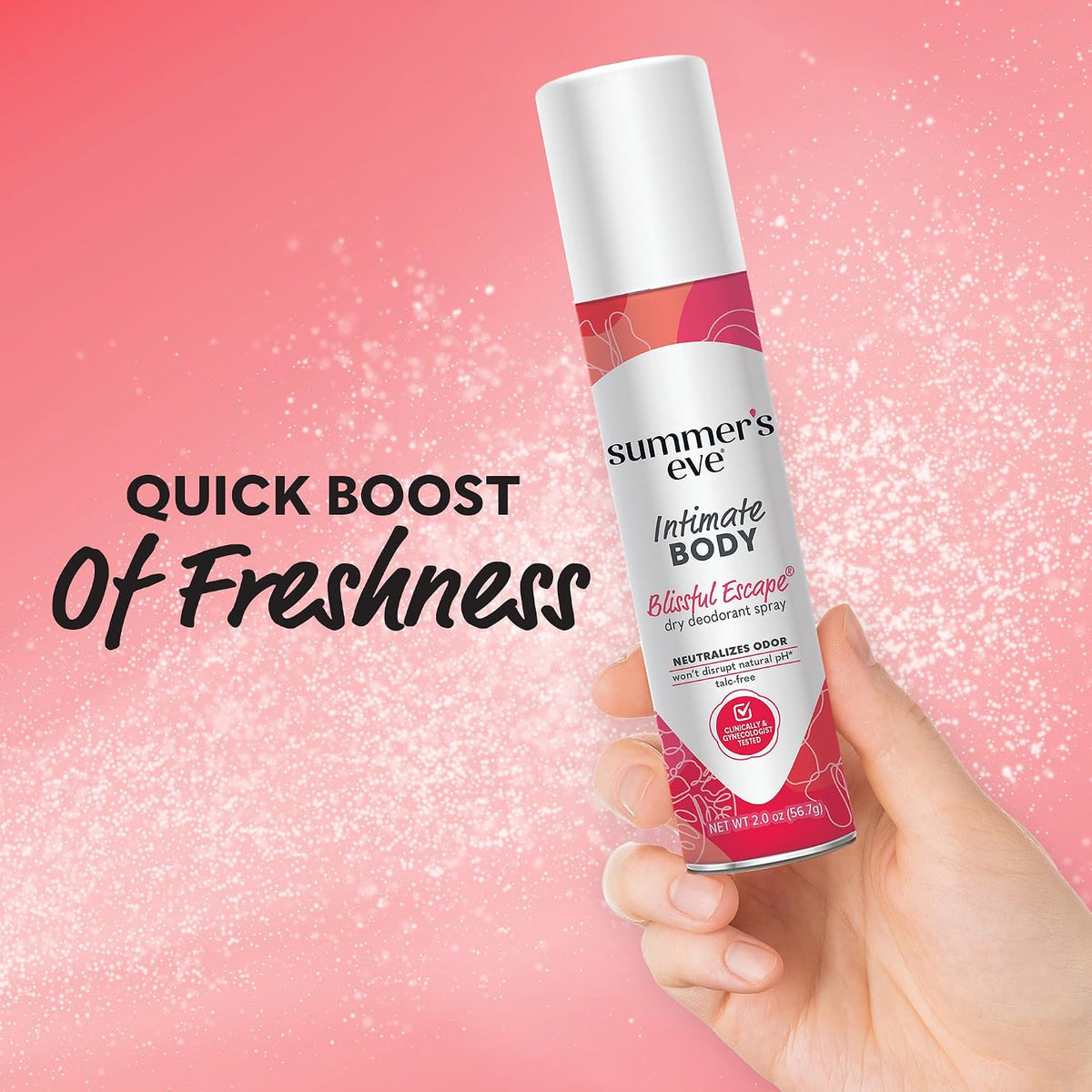 AuraLab Daily Refreshing Feminine Spray Blissful Escape 2 oz, 3-pack, featuring a sleek spray bottle with refreshing floral scent.