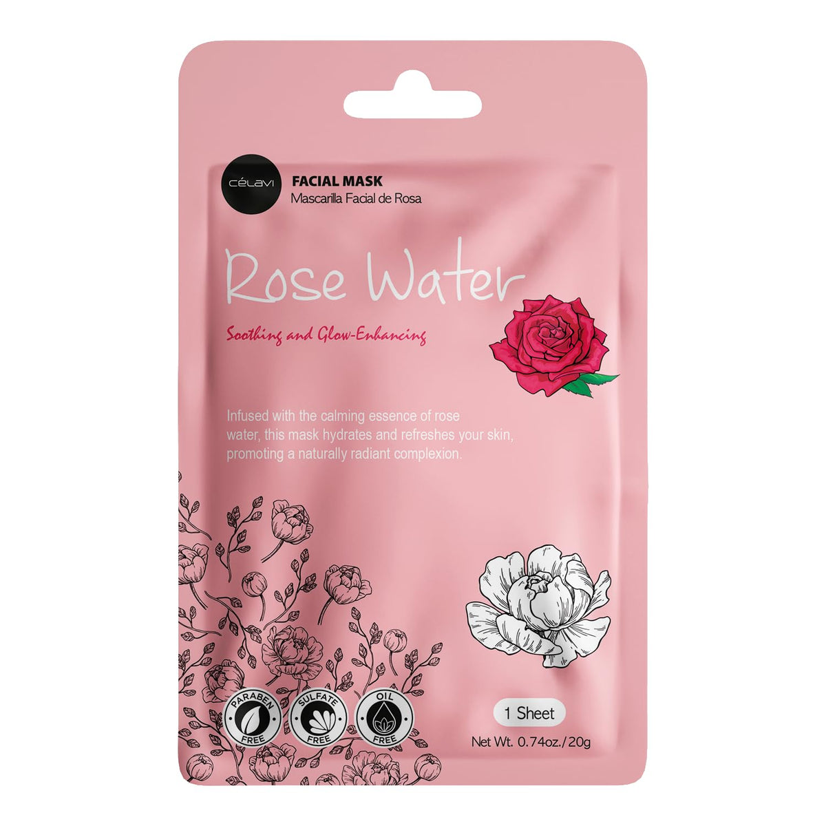 AuraLab Celavi Essence Facial Face Mask set with two moisturizing K-beauty skincare masks, featuring soothing and hydrating ingredients.